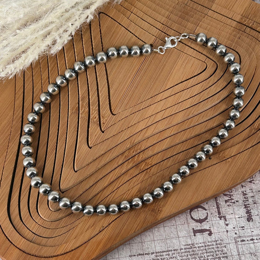 Sterling Pearls 16" Necklace 8mm Hand Strung - Turquoise Sunset!