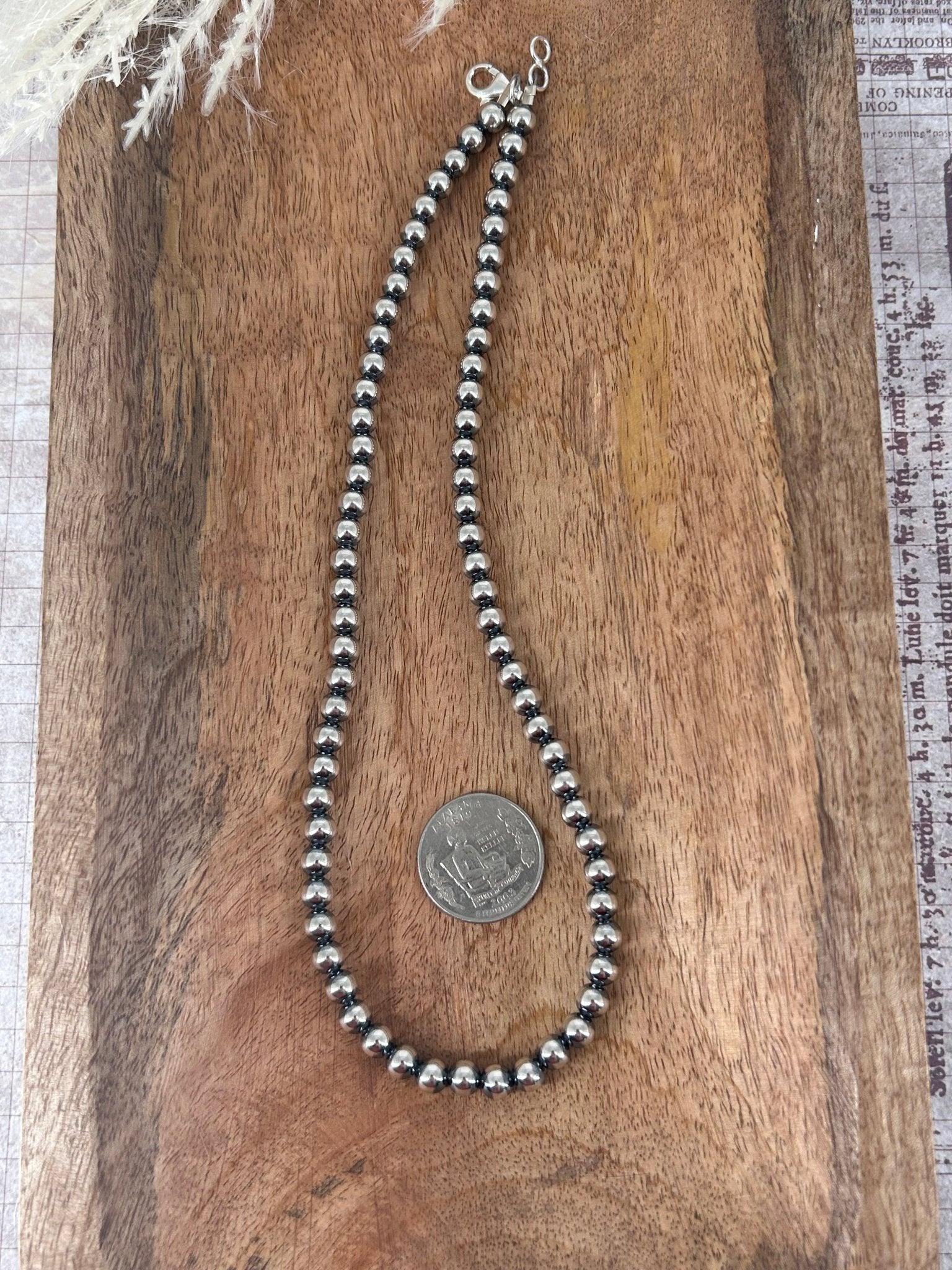 Sterling Pearls 18" Necklace 6mm Hand Strung - Turquoise Sunset!