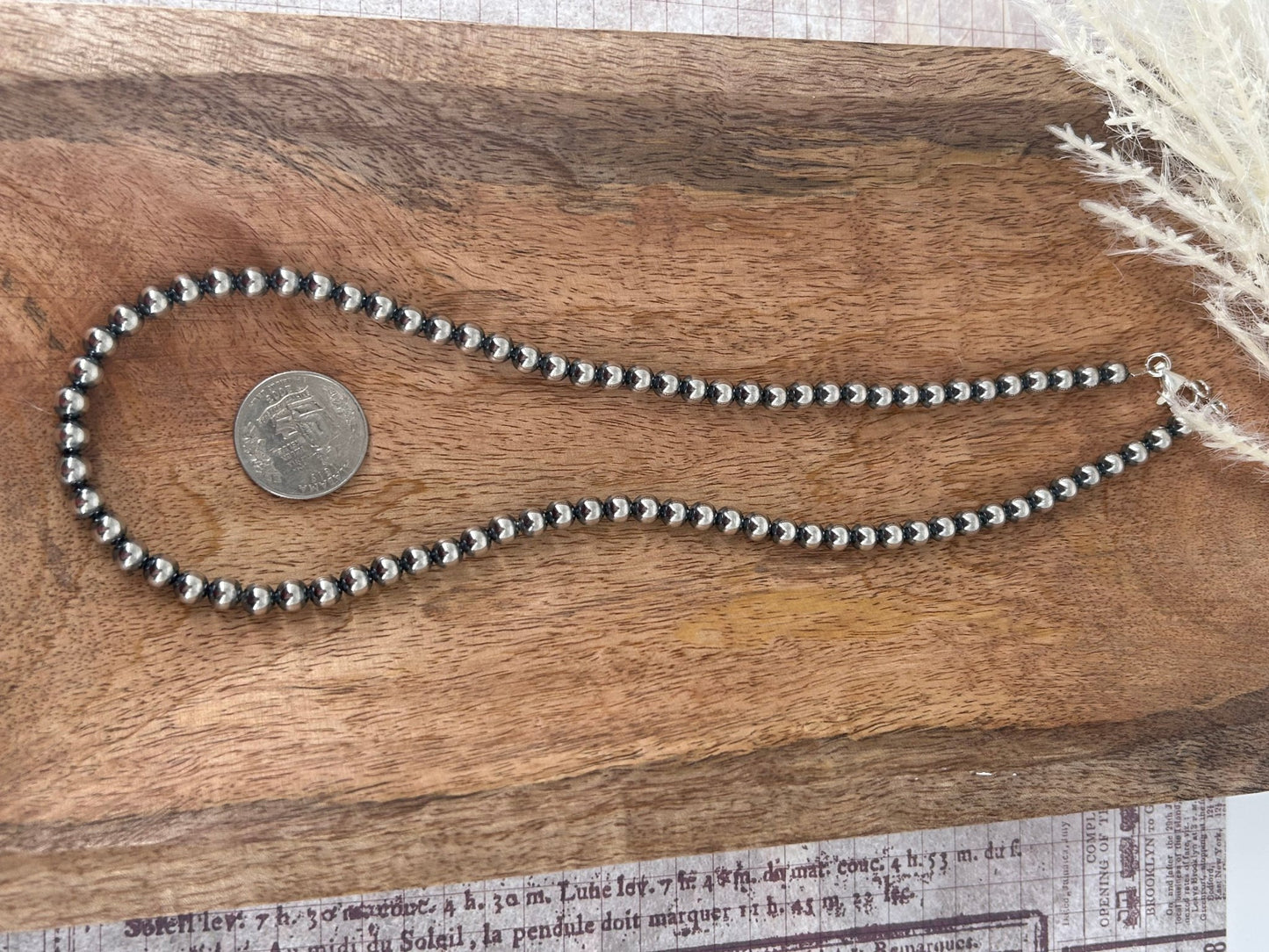 Sterling Pearls 20" Necklace 6mm Hand Strung - Turquoise Sunset!