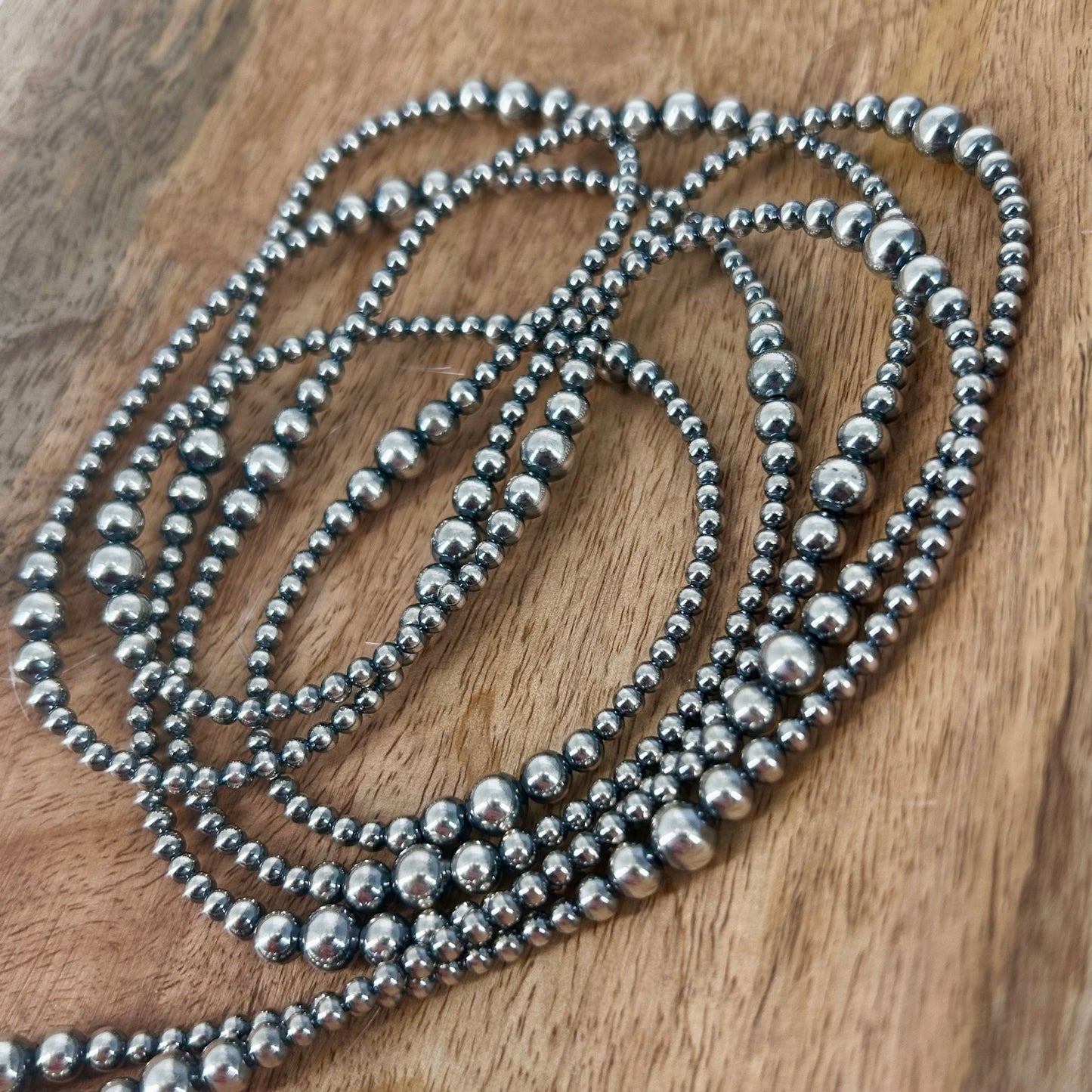 Sterling Pearls 60" Necklace 3mm - 6mm Transition Hand Strung - Turquoise Sunset!