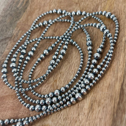 Sterling Pearls 60" Necklace 3mm - 6mm Transition Hand Strung - Turquoise Sunset!